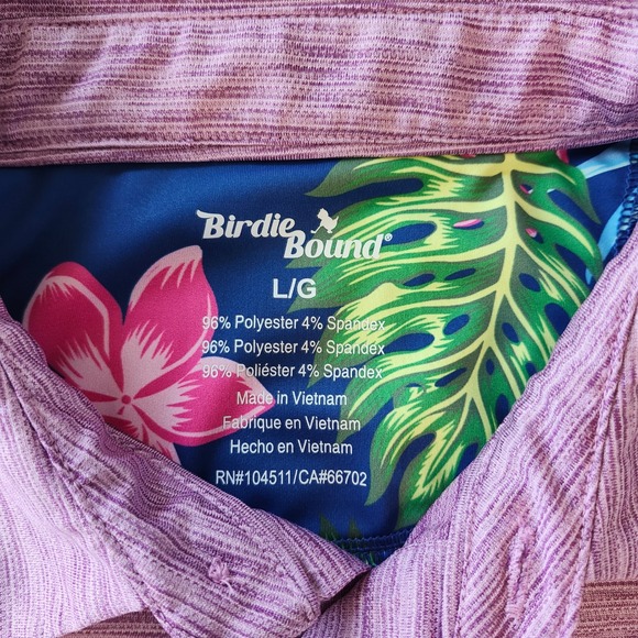 Birdie Bound Men's Purple Polo Shirt Golf Athletic Casual performance sz Large L - Picture 3 of 6